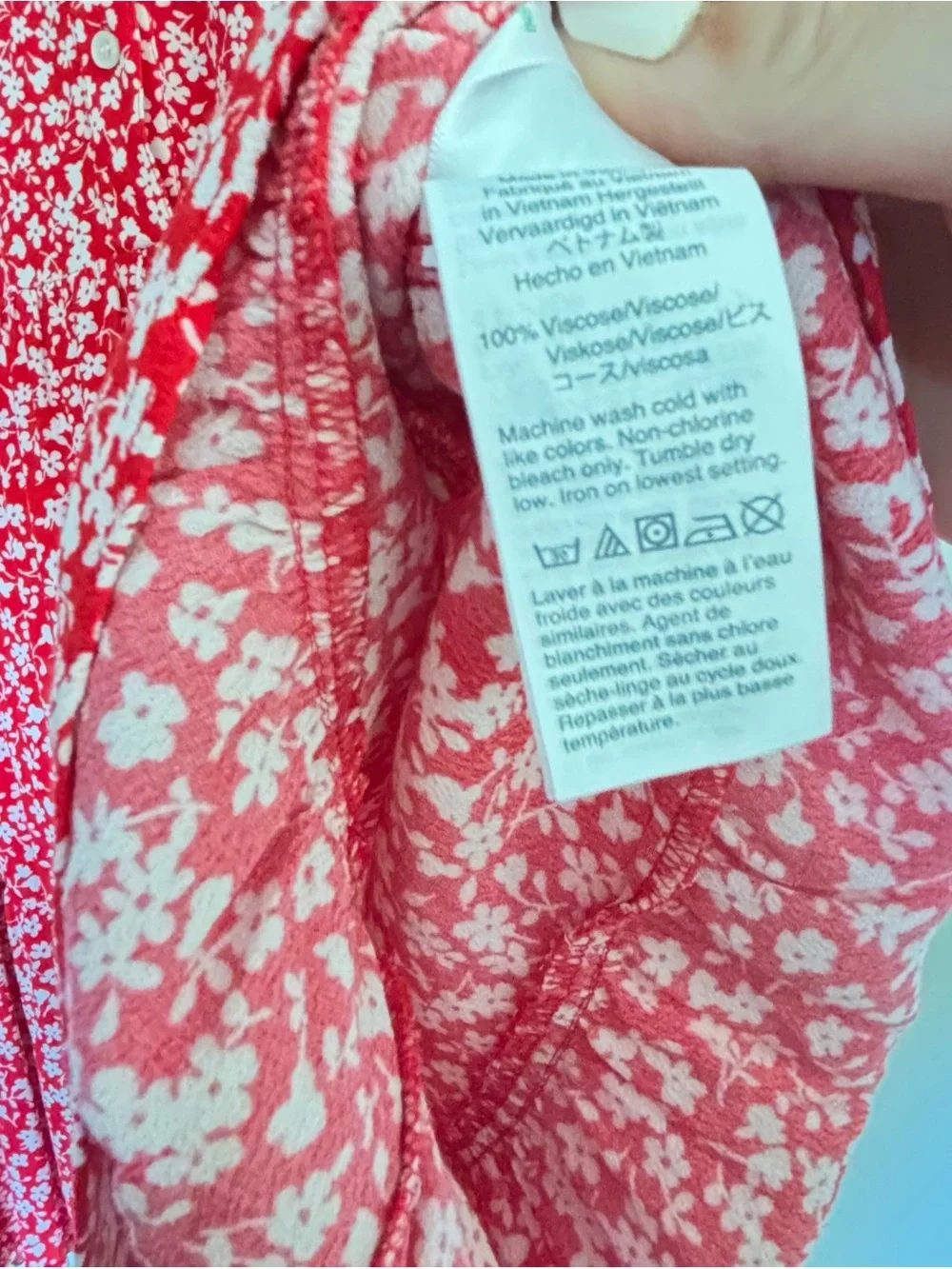 J. Crew Red Patterned Dress w/Hem Ruffle